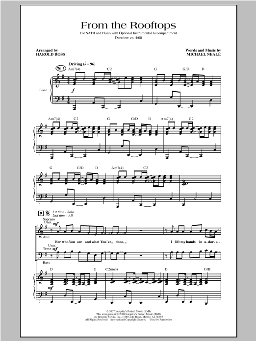 Download Harold Ross From The Rooftops Sheet Music and learn how to play SATB PDF digital score in minutes