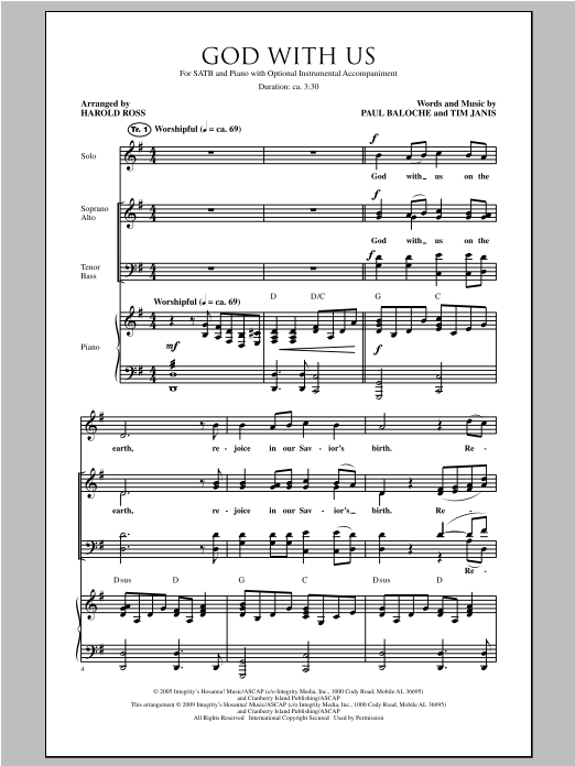 Download Harold Ross God With Us Sheet Music and learn how to play SATB PDF digital score in minutes
