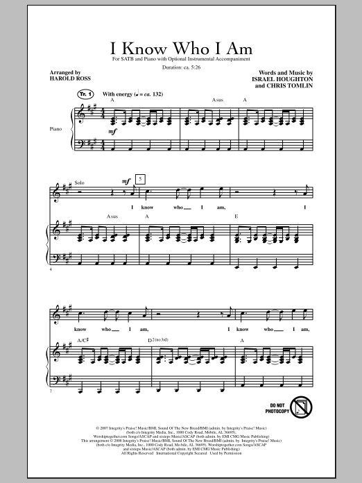 Download Harold Ross I Know Who I Am Sheet Music and learn how to play SATB PDF digital score in minutes