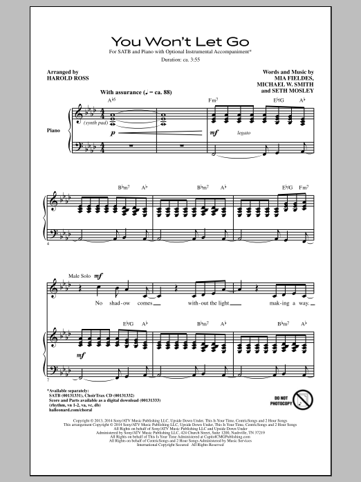 Download Michael W. Smith You Won't Let Go (arr. Harold Ross) Sheet Music and learn how to play SATB PDF digital score in minutes