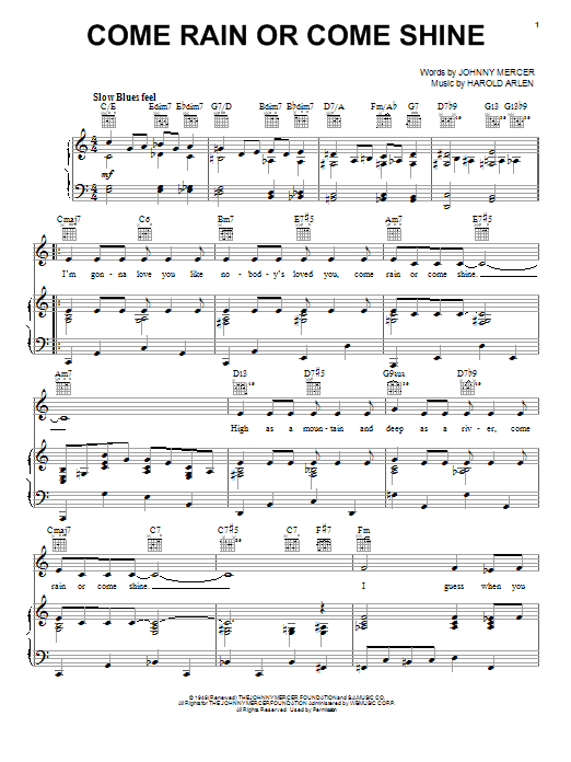 Download Harold Arlen Sheet Music and learn how to play Piano, Vocal & Guitar (Right-Hand Melody) PDF score in minutes