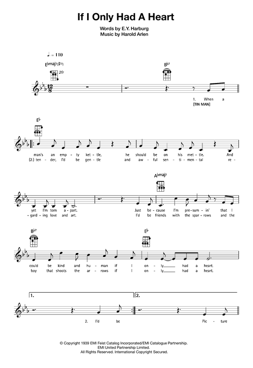 Download Harold Arlen If I Only Had A Heart Sheet Music and learn how to play Ukulele PDF digital score in minutes
