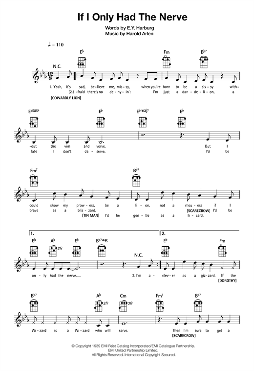 Download Harold Arlen If I Only Had The Nerve Sheet Music and learn how to play Ukulele PDF digital score in minutes
