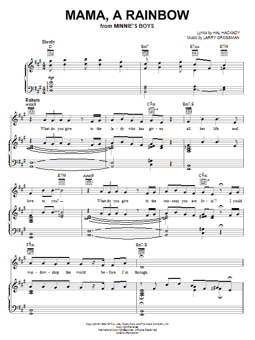 Download Harpo Marx Mama, A Rainbow Sheet Music and learn how to play Piano, Vocal & Guitar (Right-Hand Melody) PDF digital score in minutes