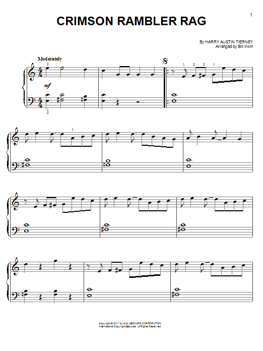 Download Harry Austin Tierney Crimson Rambler Rag Sheet Music and learn how to play Easy Piano PDF digital score in minutes