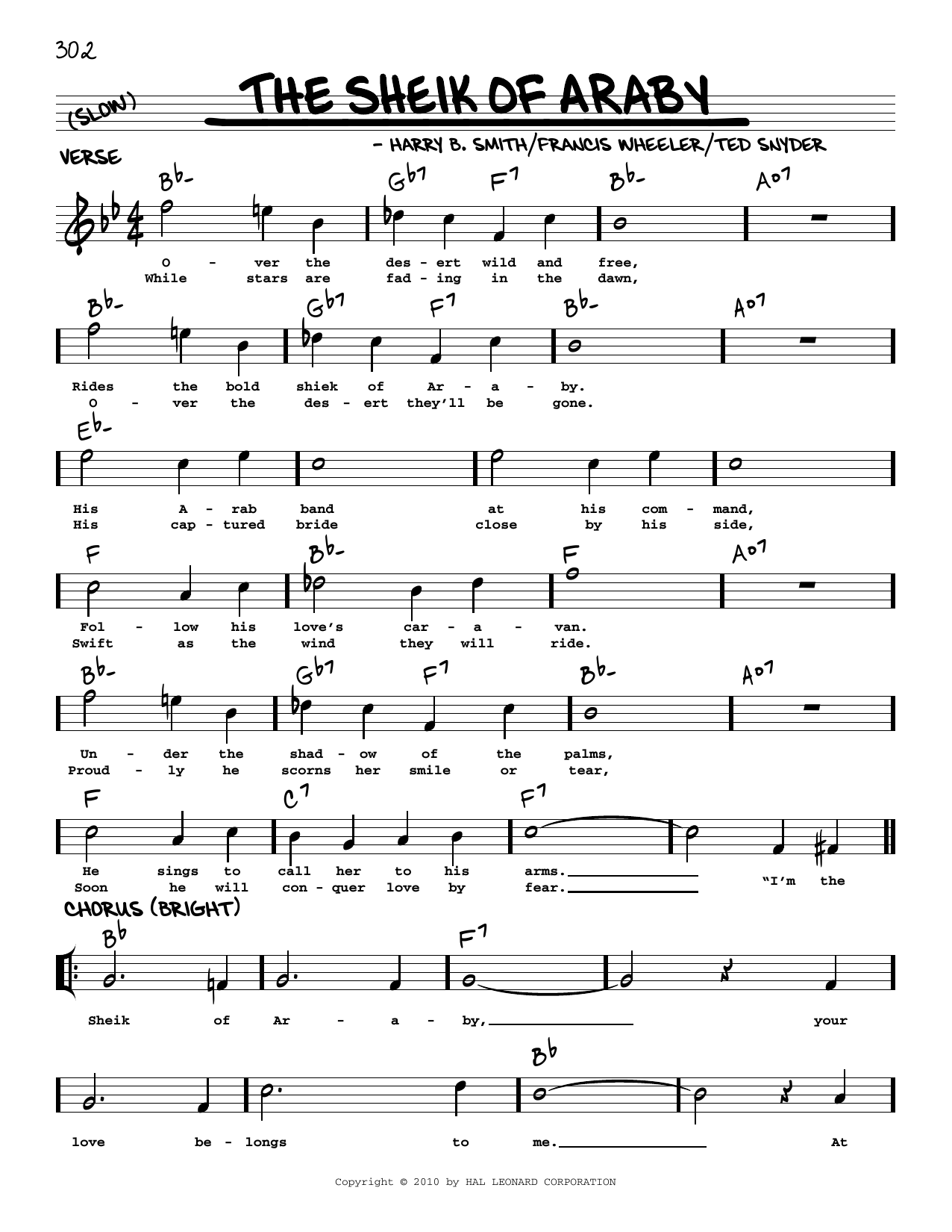Download Harry B. Smith The Sheik Of Araby (arr. Robert Rawlins) Sheet Music and learn how to play Real Book – Melody, Lyrics & Chords PDF digital score in minutes