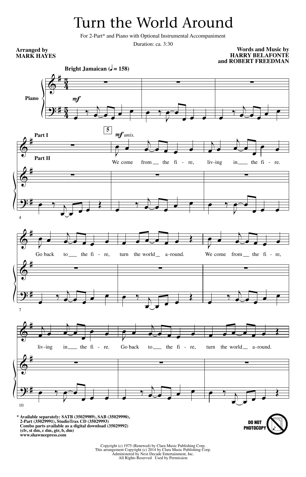 Download Mark Hayes Turn The World Around Sheet Music and learn how to play 2-Part Choir PDF digital score in minutes