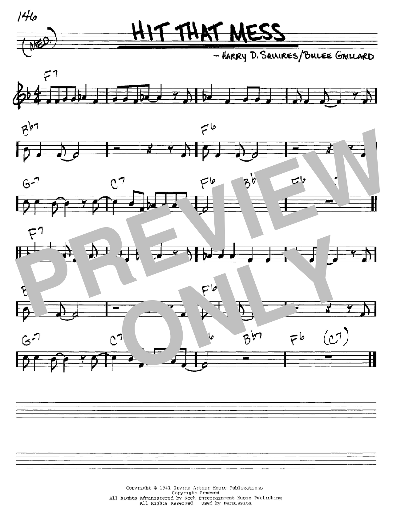 Download Harry D. Squires Hit That Mess Sheet Music and learn how to play Real Book - Melody & Chords - C Instruments PDF digital score in minutes