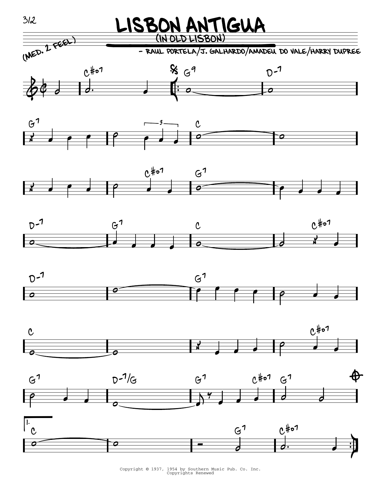 Download Harry Dupree Lisbon Antigua (In Old Lisbon) Sheet Music and learn how to play Real Book – Melody & Chords PDF digital score in minutes