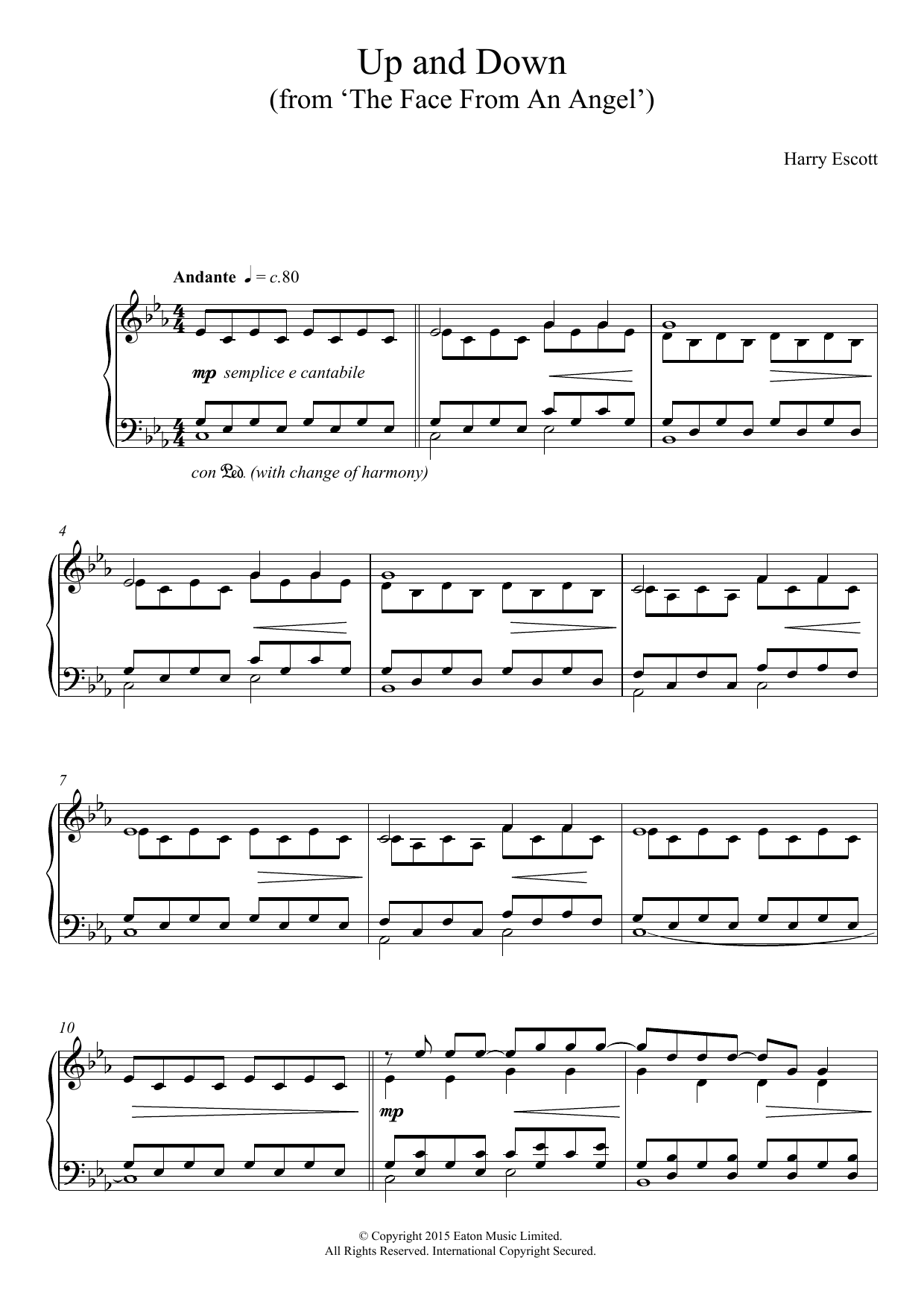 Download Harry Escott Up & Down (from 'The Face Of An Angel') Sheet Music and learn how to play Piano PDF digital score in minutes