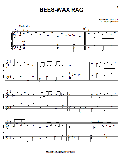 Download Harry J. Lincoln Bees-Wax Rag Sheet Music and learn how to play Easy Piano PDF digital score in minutes