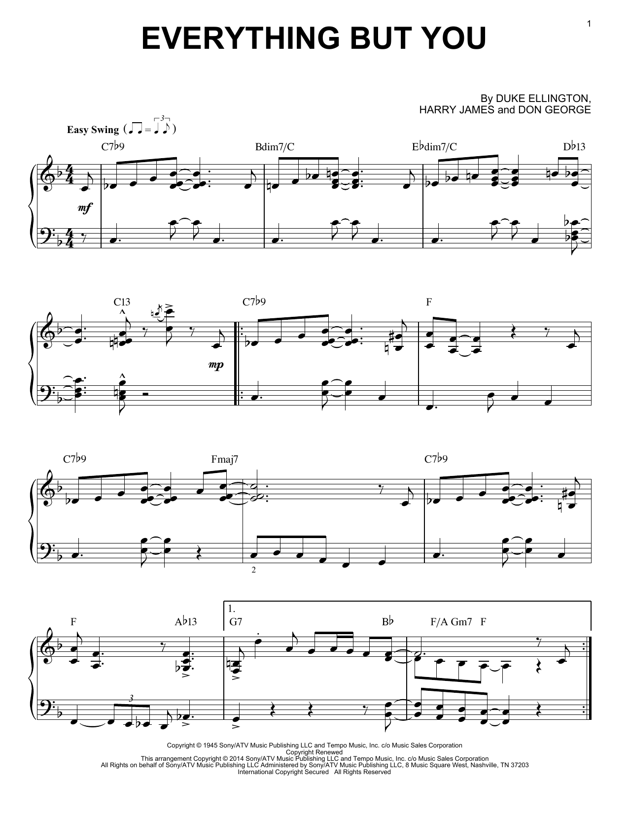 Download Harry James Everything But You Sheet Music and learn how to play Piano PDF digital score in minutes