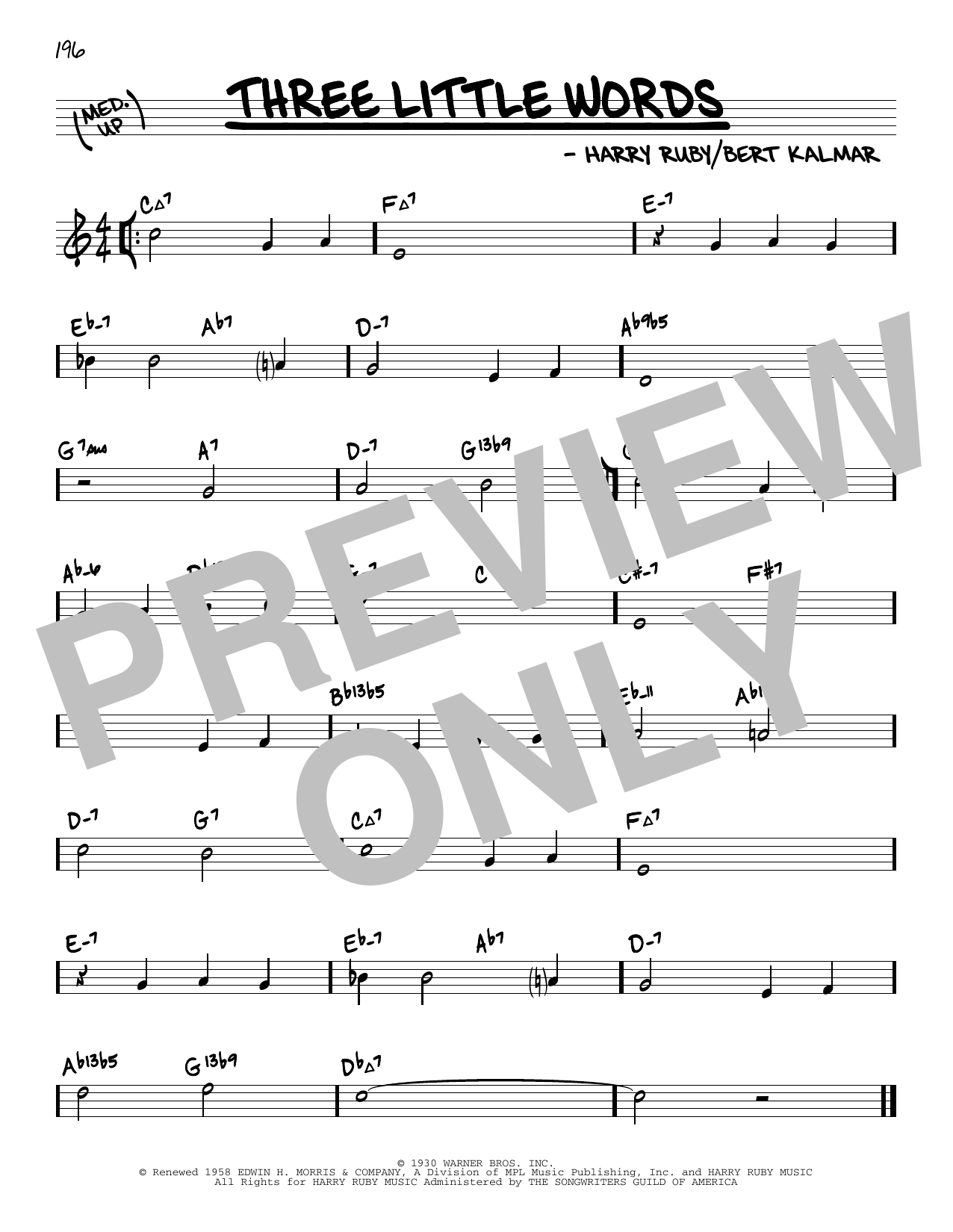 Download Harry Ruby Three Little Words (arr. David Hazeltine) Sheet Music and learn how to play Real Book – Enhanced Chords PDF digital score in minutes