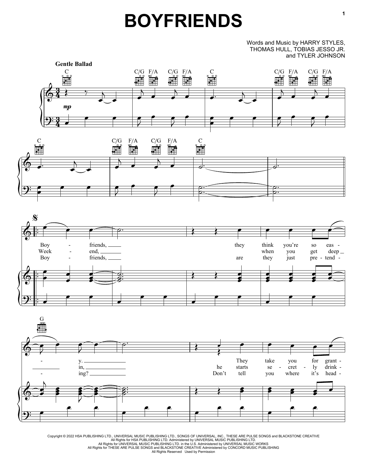 Download Harry Styles Boyfriends Sheet Music and learn how to play Super Easy Piano PDF digital score in minutes