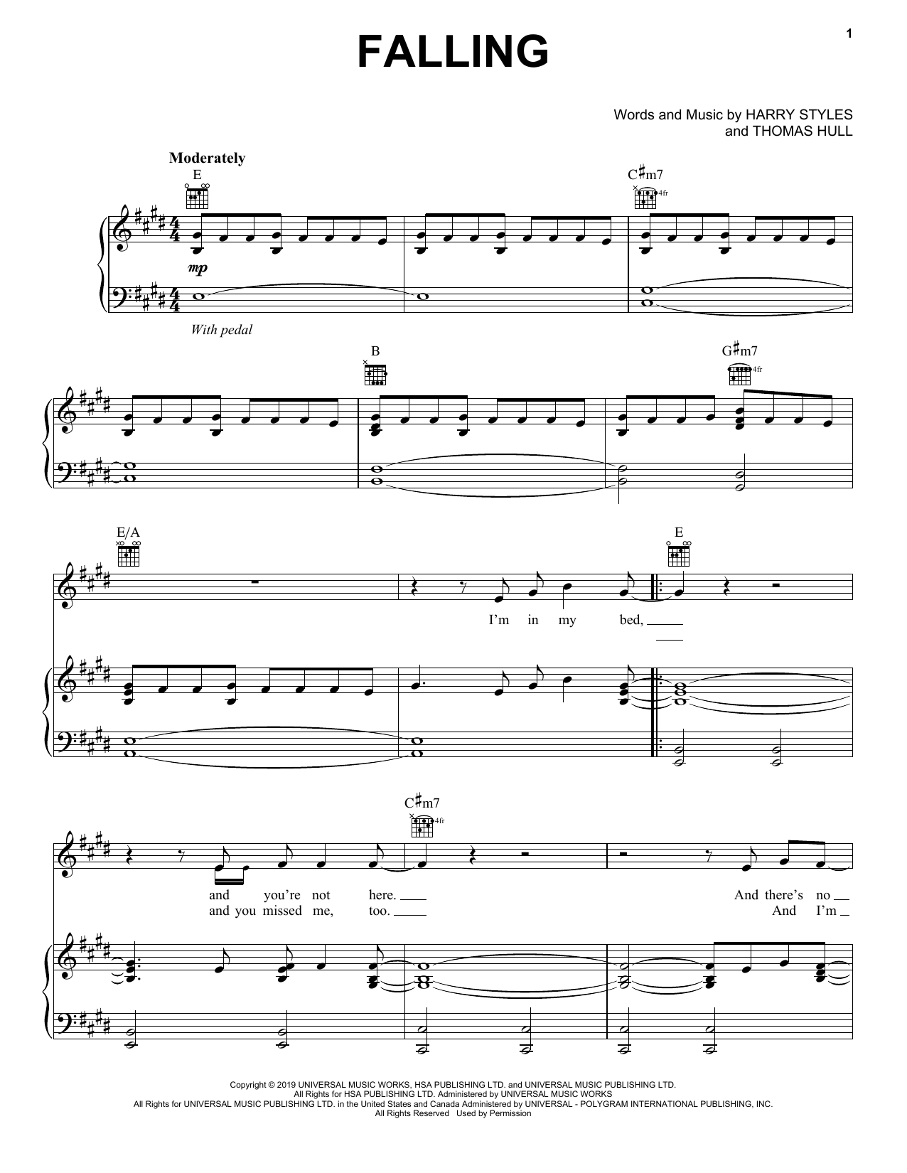 Download Harry Styles Falling Sheet Music and learn how to play Super Easy Piano PDF digital score in minutes