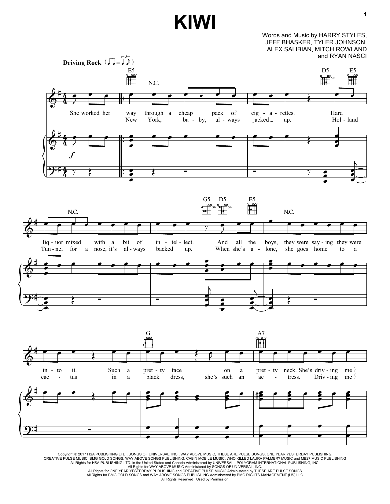 Download Harry Styles Kiwi Sheet Music and learn how to play Super Easy Piano PDF digital score in minutes