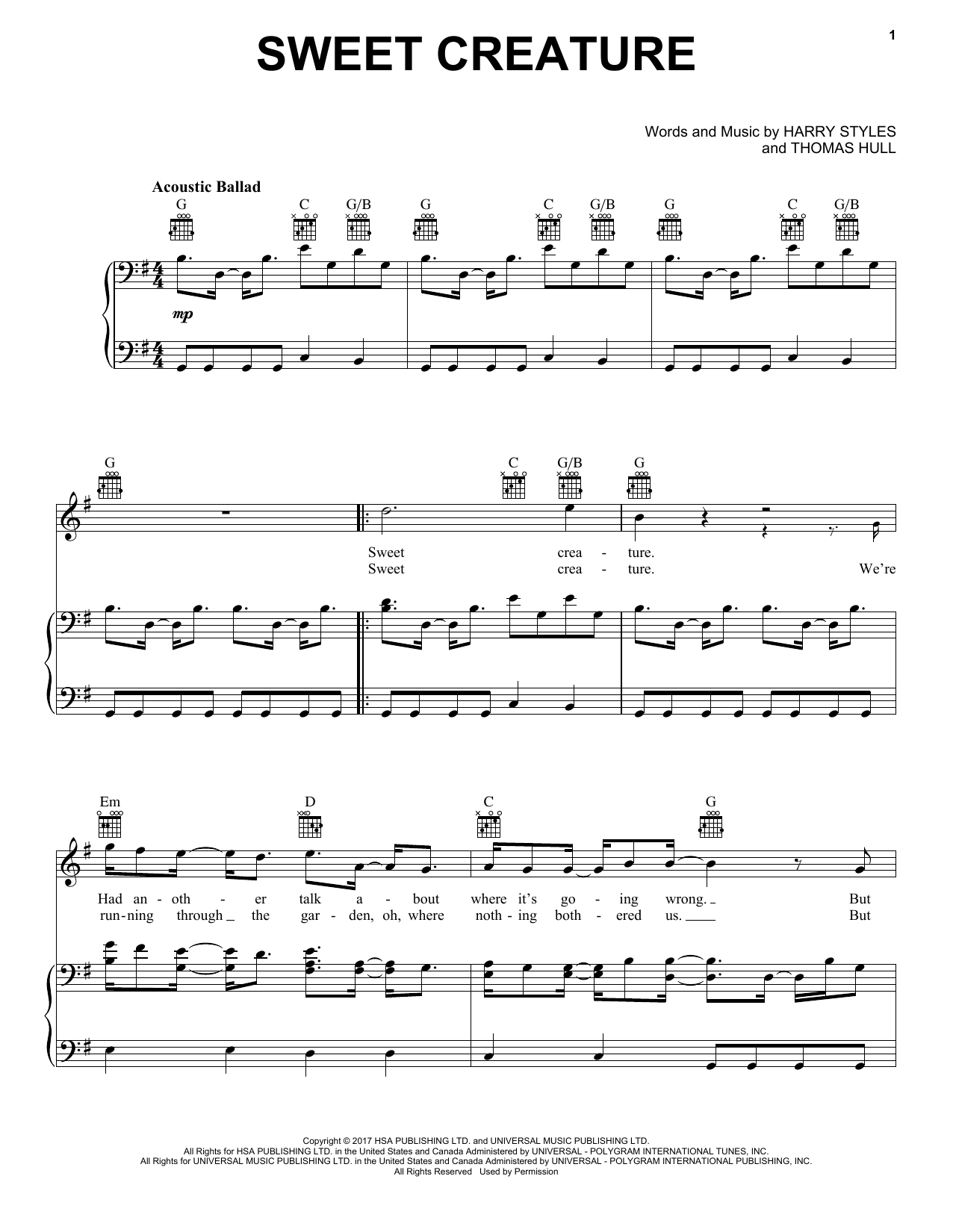 Download Harry Styles Sweet Creature Sheet Music and learn how to play Guitar Lead Sheet PDF digital score in minutes