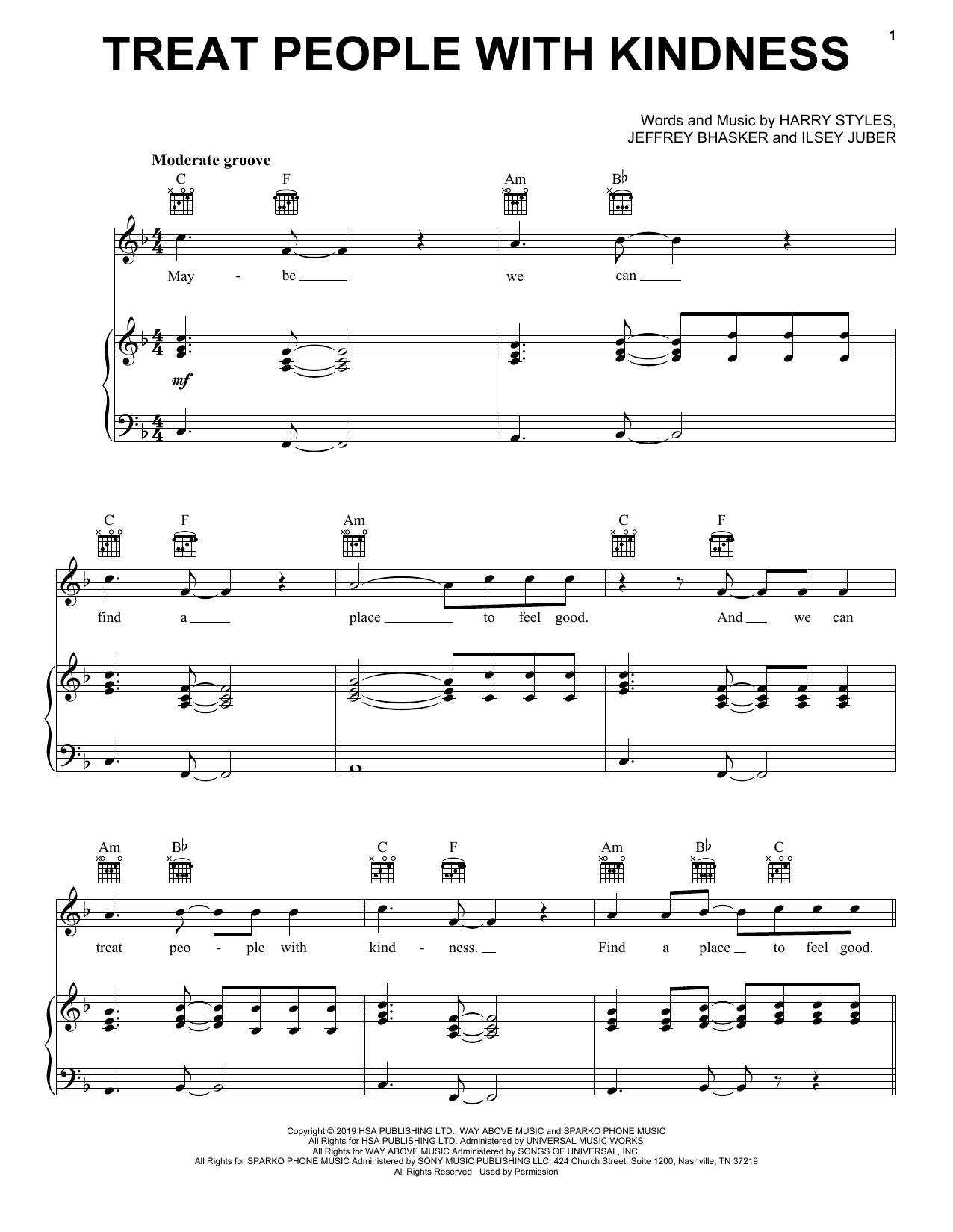 Download Harry Styles Treat People With Kindness Sheet Music and learn how to play Super Easy Piano PDF digital score in minutes