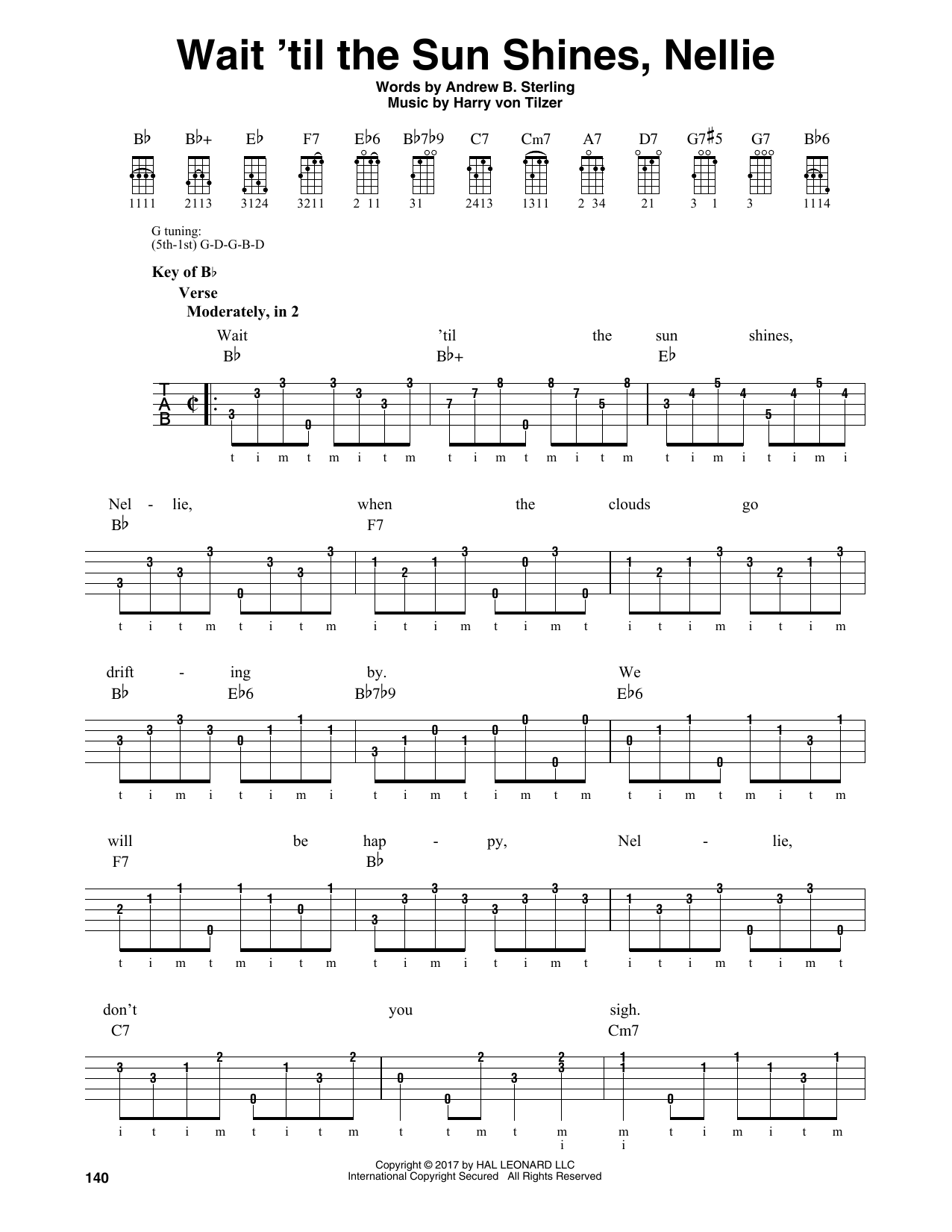 Download Harry von Tilzer Wait 'Til The Sun Shines, Nellie Sheet Music and learn how to play Banjo PDF digital score in minutes