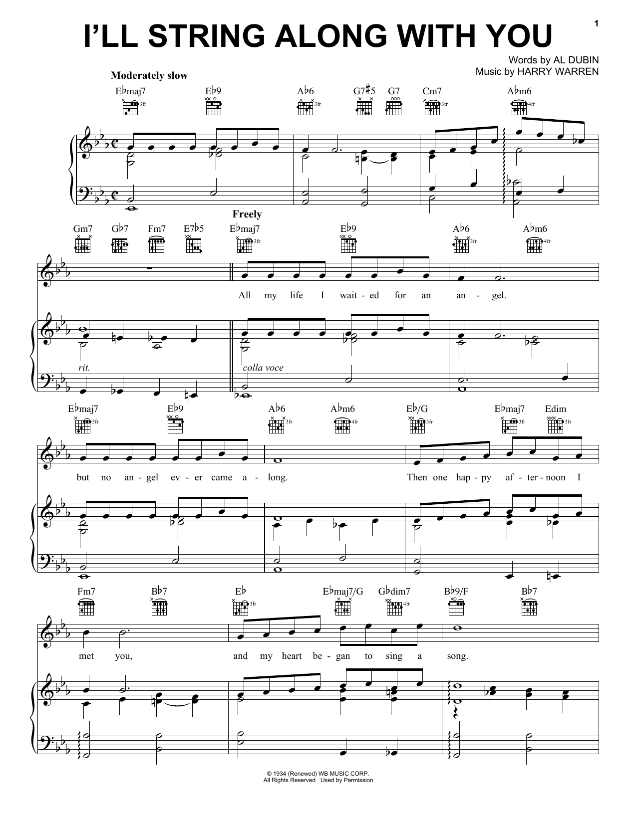 Download Harry Warren I'll String Along With You Sheet Music and learn how to play Piano, Vocal & Guitar (Right-Hand Melody) PDF digital score in minutes