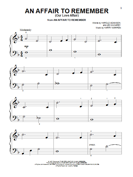 Download Harry Warren An Affair To Remember (Our Love Affair) Sheet Music and learn how to play Real Book – Melody & Chords PDF digital score in minutes
