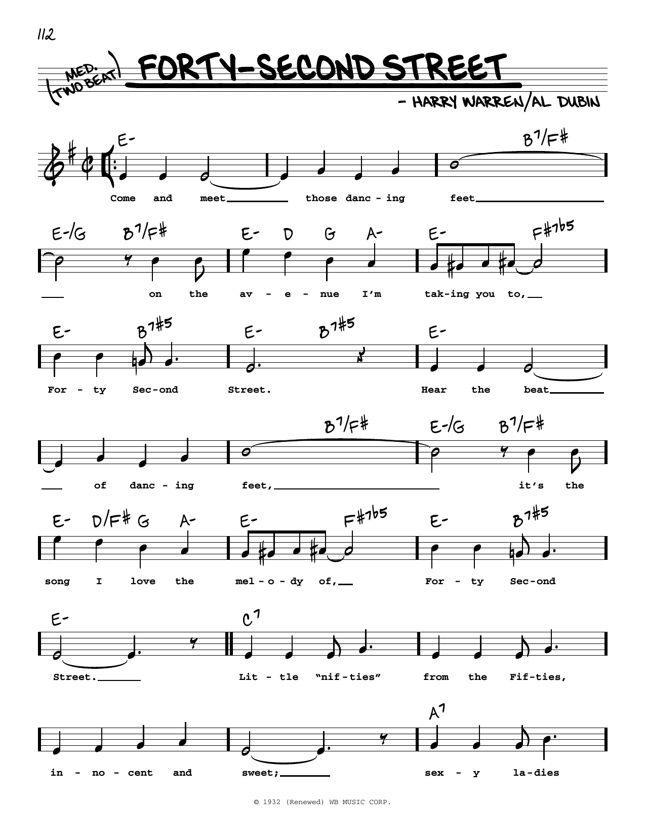 Download Harry Warren and Al Dubin Forty-Second Street (High Voice) (from 42nd Street) Sheet Music and learn how to play Real Book – Melody, Lyrics & Chords PDF digital score in minutes