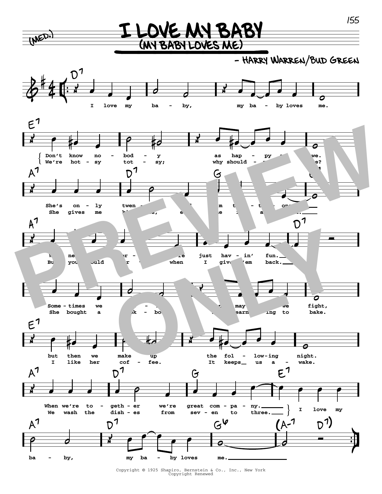 Download Harry Warren and Bud Green I Love My Baby (My Baby Loves Me) (High Voice) Sheet Music and learn how to play Real Book – Melody, Lyrics & Chords PDF digital score in minutes