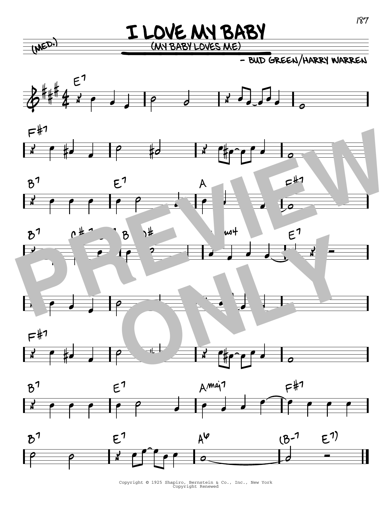 Download Harry Warren and Bud Green I Love My Baby (My Baby Loves Me) Sheet Music and learn how to play Real Book – Melody & Chords PDF digital score in minutes