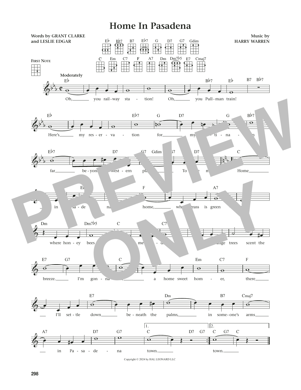 Download Harry Warren Home In Pasadena (from The Daily Ukulele) (arr. Jim Beloff) Sheet Music and learn how to play Ukulele PDF digital score in minutes