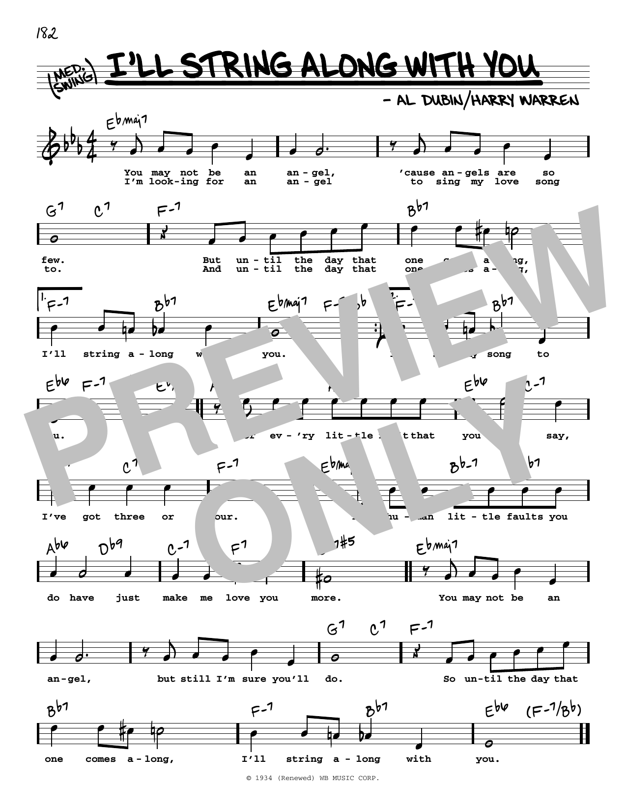 Download Harry Warren I'll String Along With You (High Voice) Sheet Music and learn how to play Real Book – Melody, Lyrics & Chords PDF digital score in minutes