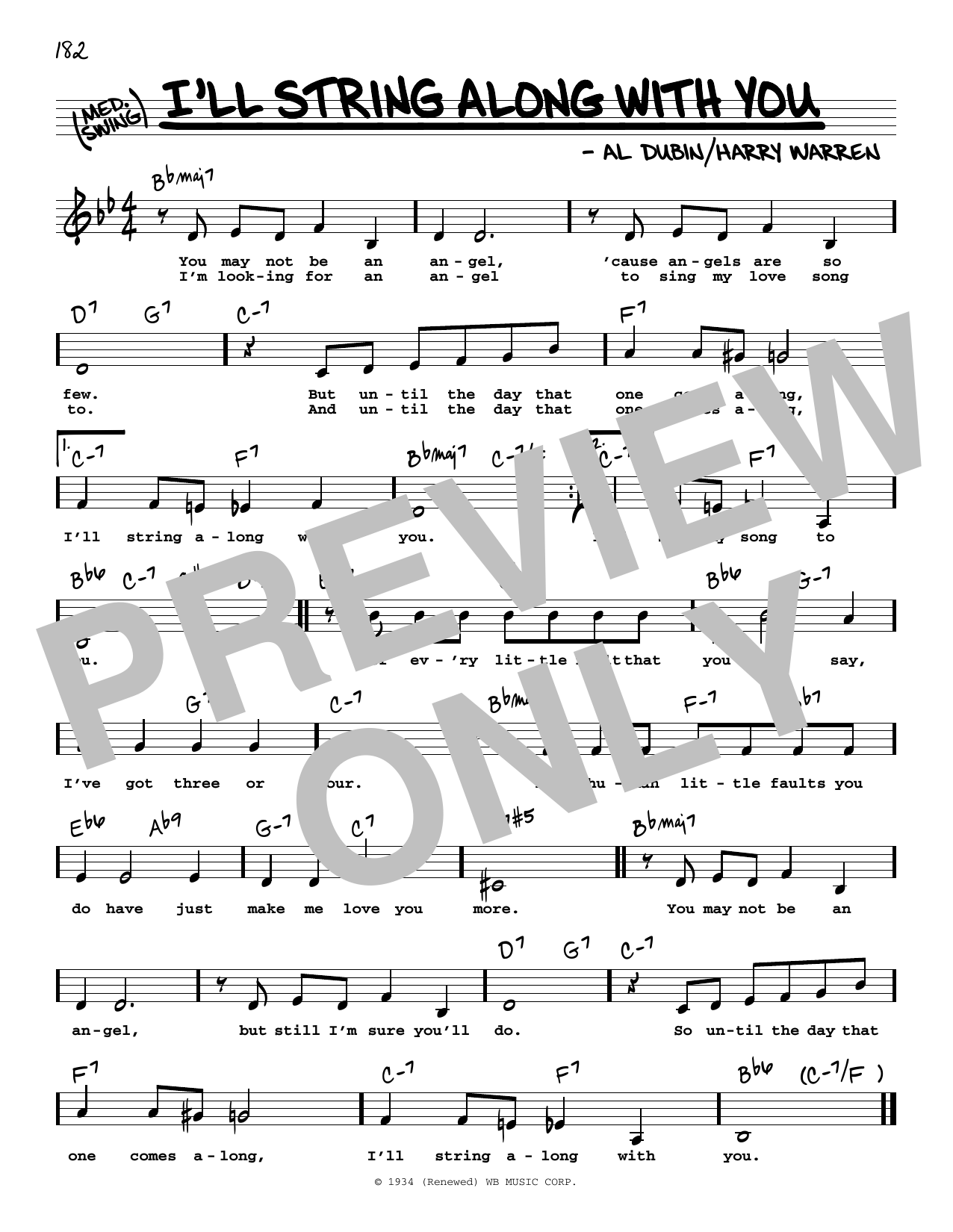 Download Harry Warren I'll String Along With You (Low Voice) Sheet Music and learn how to play Real Book – Melody, Lyrics & Chords PDF digital score in minutes