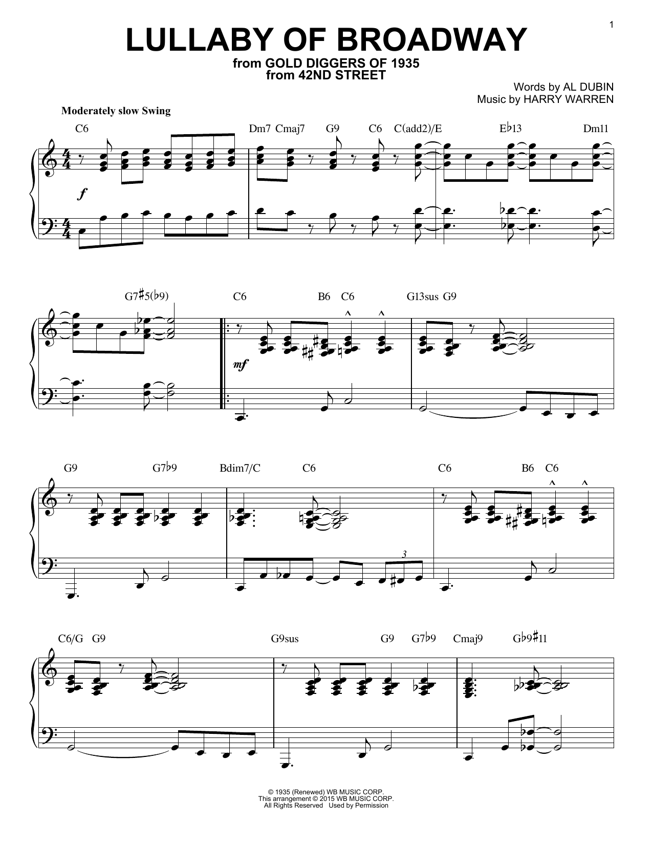 Download Harry Warren Lullaby Of Broadway Sheet Music and learn how to play Piano PDF digital score in minutes