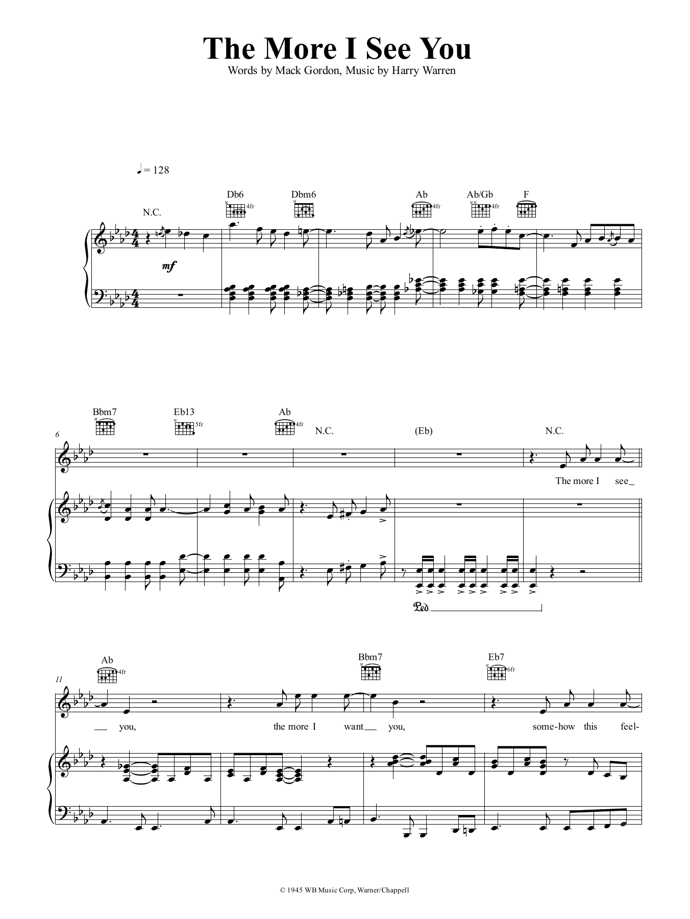 Download Harry Warren The More I See You Sheet Music and learn how to play Very Easy Piano PDF digital score in minutes
