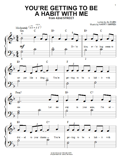 Download Harry Warren You're Getting To Be A Habit With Me Sheet Music and learn how to play Melody Line, Lyrics & Chords PDF digital score in minutes