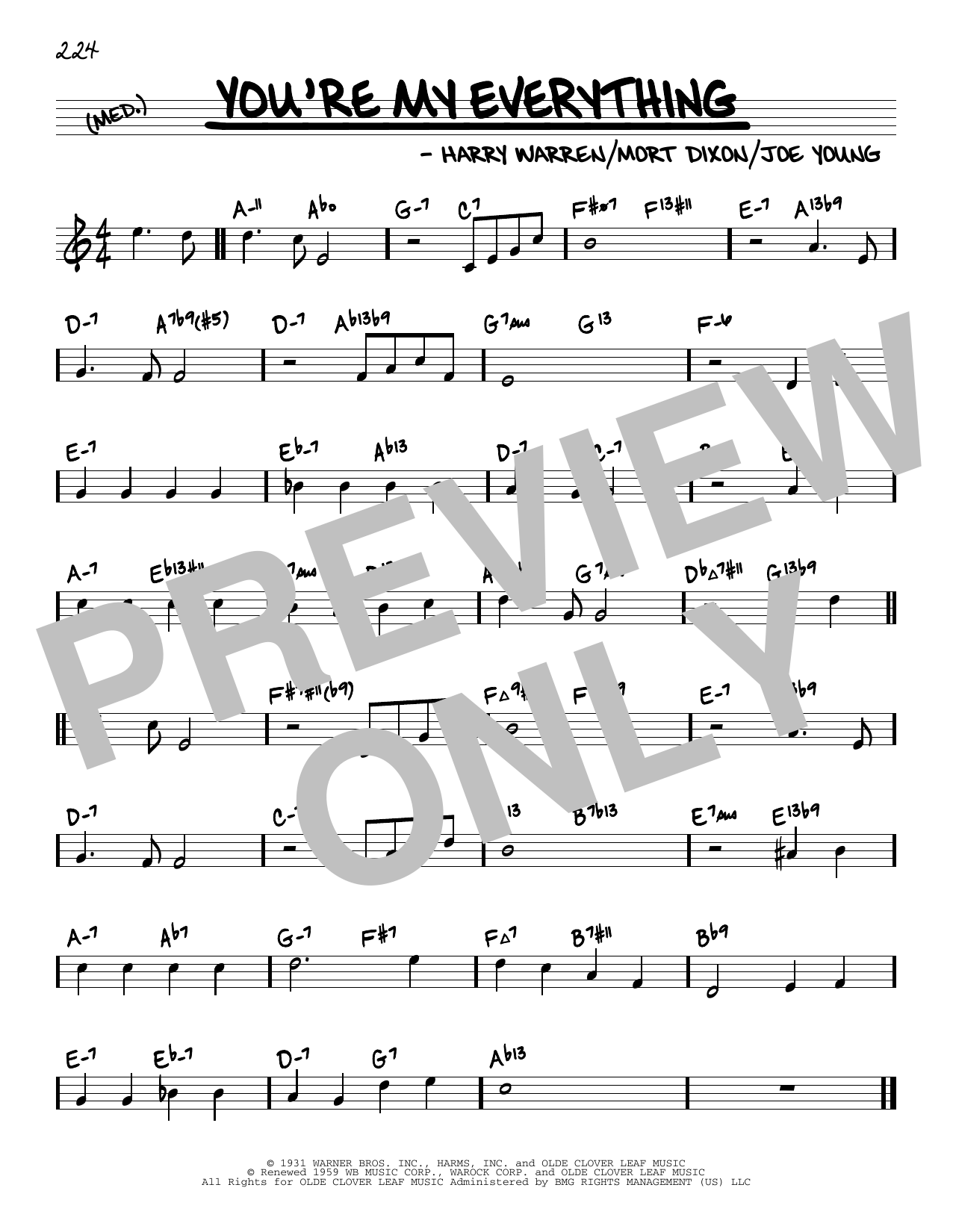 Download Harry Warren You're My Everything (arr. David Hazeltine) Sheet Music and learn how to play Real Book – Enhanced Chords PDF digital score in minutes
