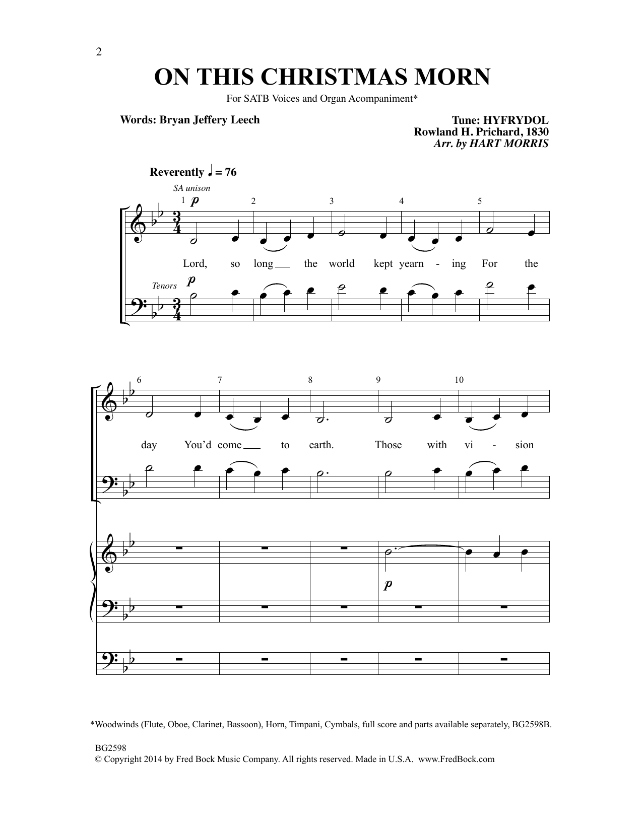 Download Hart Morris On This Christmas Morn Sheet Music and learn how to play SATB Choir PDF digital score in minutes