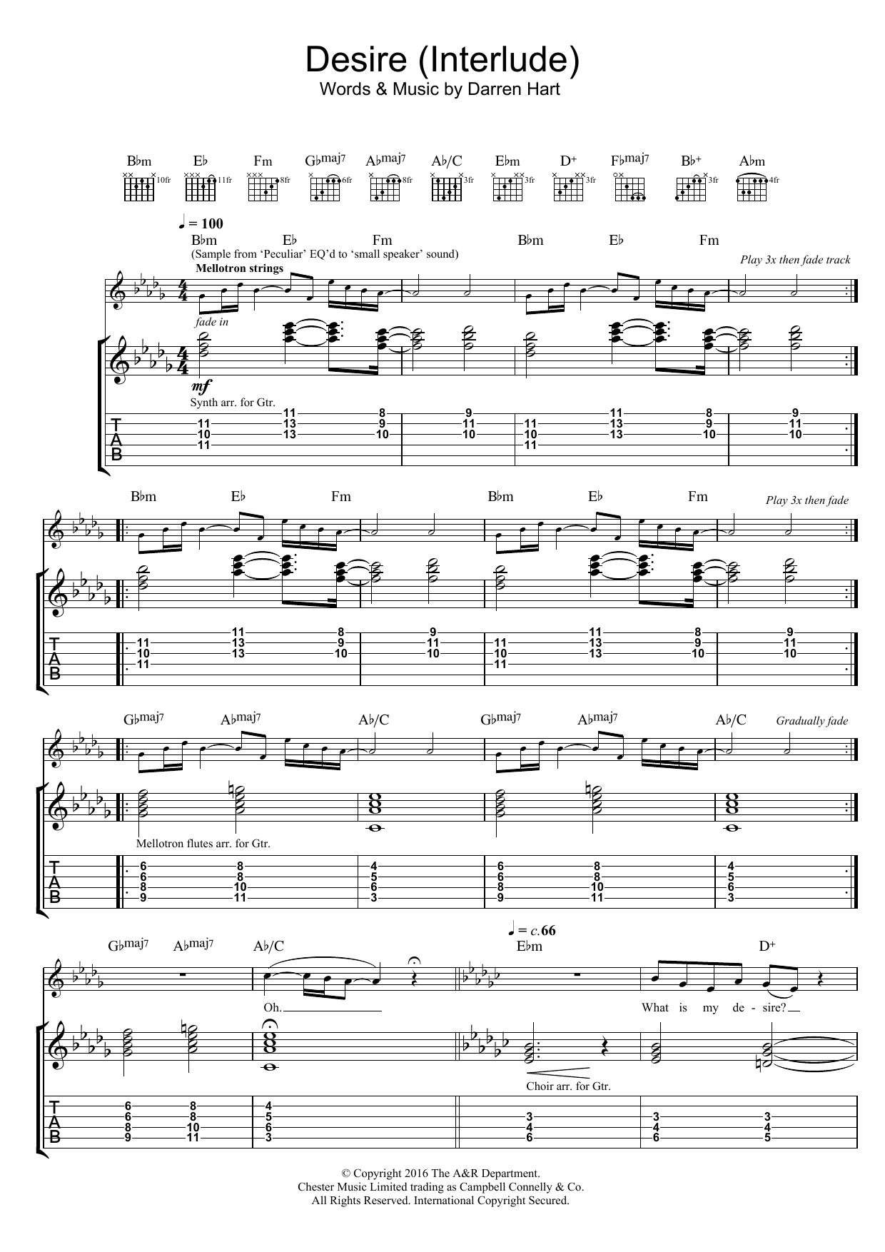 Download Harts Desire Sheet Music and learn how to play Guitar Tab PDF digital score in minutes