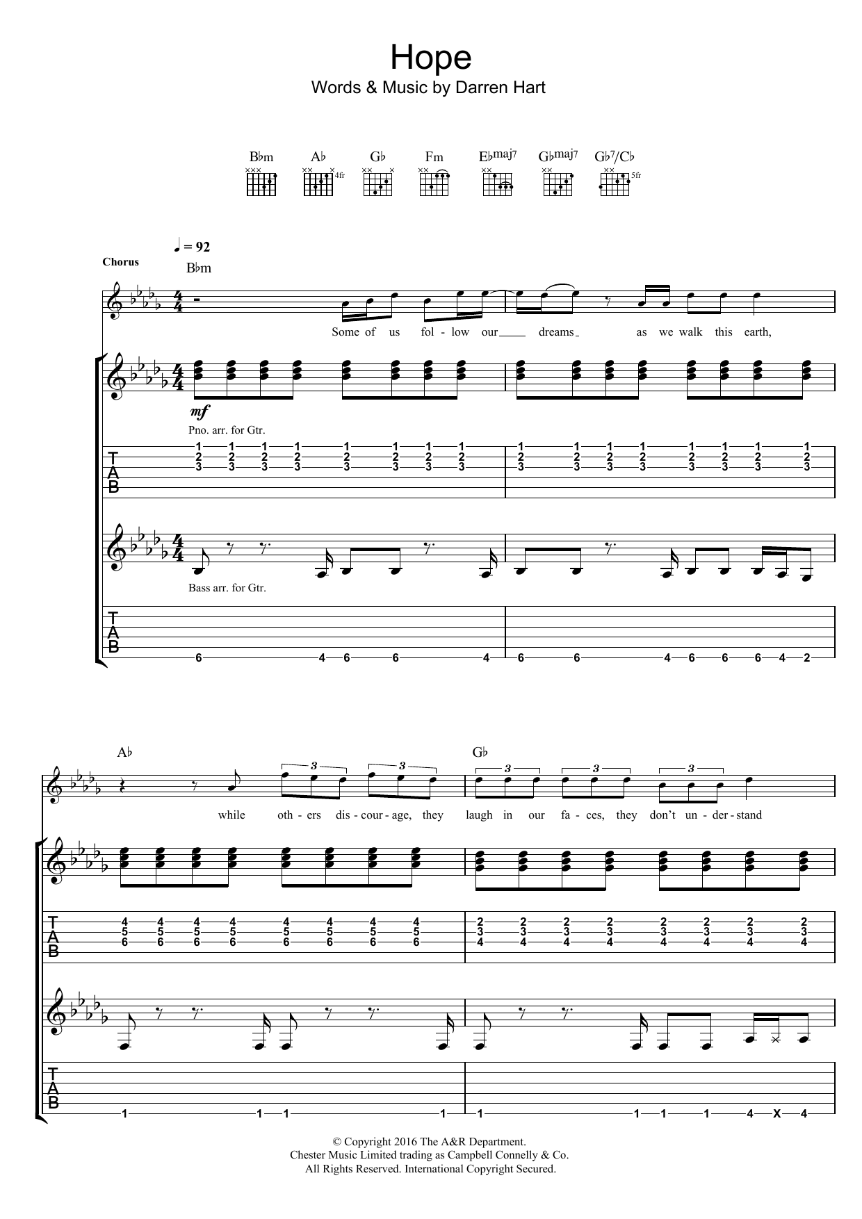 Download Harts Hope Sheet Music and learn how to play Guitar Tab PDF digital score in minutes
