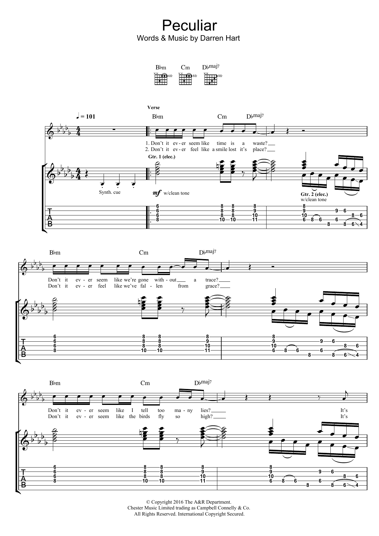Download Harts Peculiar Sheet Music and learn how to play Guitar Tab PDF digital score in minutes
