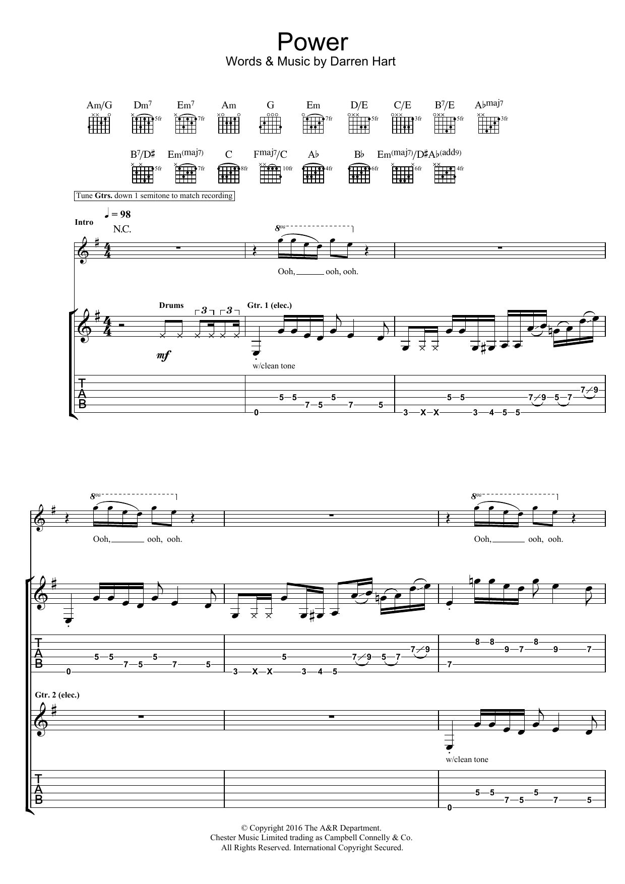 Download Harts Power Sheet Music and learn how to play Guitar Tab PDF digital score in minutes
