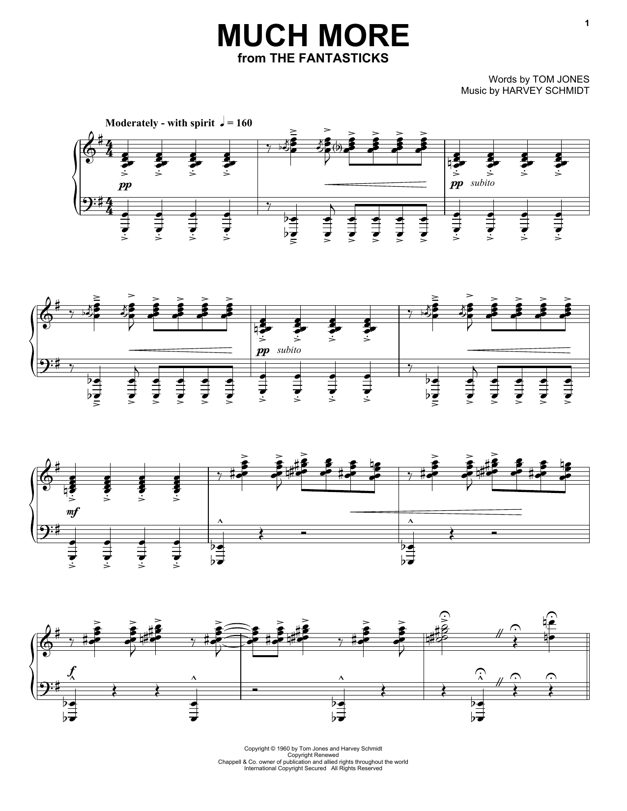 Download Harvey Schmidt Much More Sheet Music and learn how to play Piano & Vocal PDF digital score in minutes