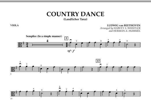 Download Harvey Whistler Country Dance (Landlicher Tanz) - Viola Sheet Music and learn how to play Orchestra PDF digital score in minutes
