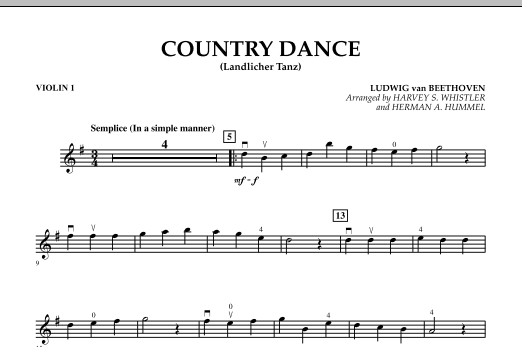 Download Harvey Whistler Country Dance (Landlicher Tanz) - Violin 1 Sheet Music and learn how to play Orchestra PDF digital score in minutes