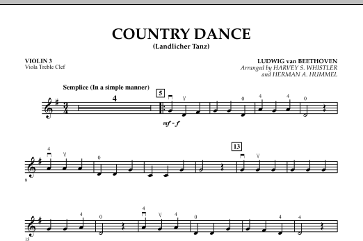 Download Harvey Whistler Country Dance (Landlicher Tanz) - Violin 3 (Viola Treble Clef) Sheet Music and learn how to play Orchestra PDF digital score in minutes
