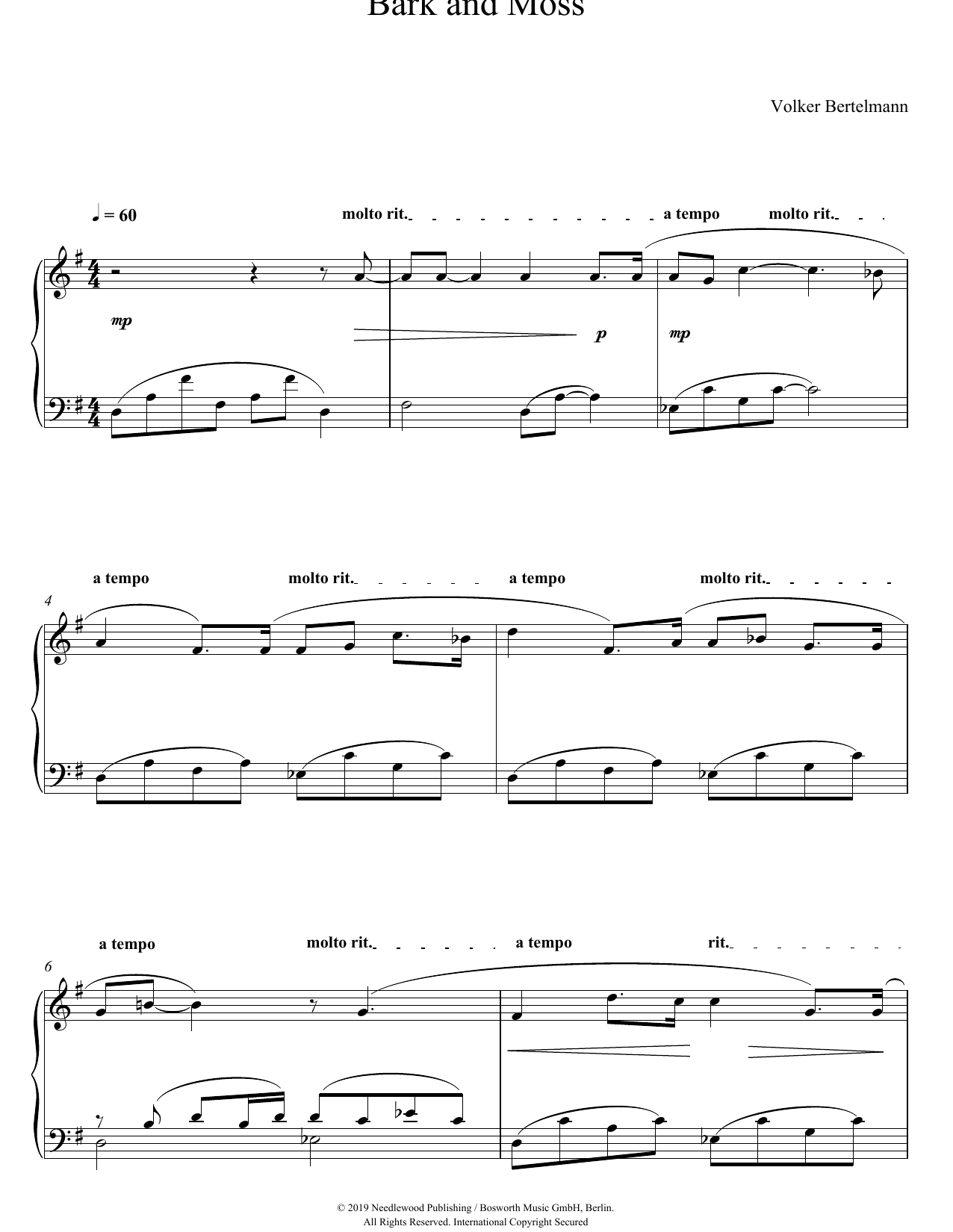 Download Hauschka Bark And Moss Sheet Music and learn how to play Piano Solo PDF digital score in minutes