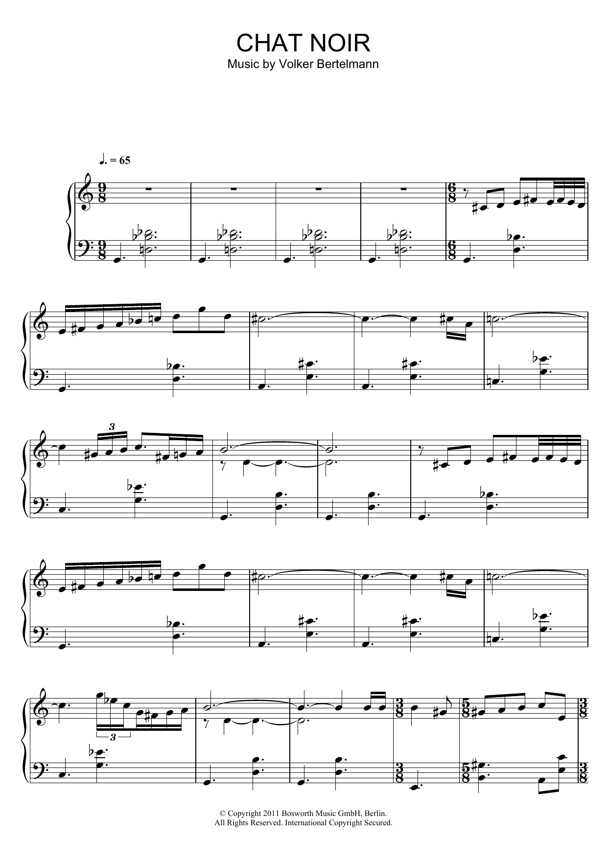 Download Hauschka Chat Noir Sheet Music and learn how to play Piano PDF digital score in minutes