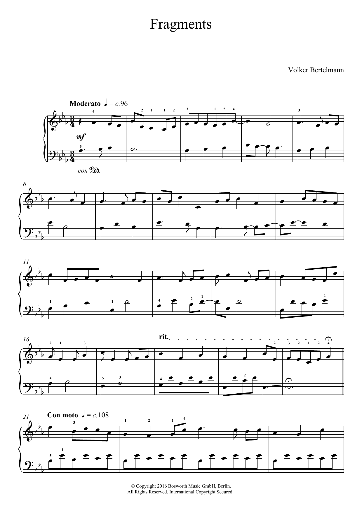 Download Hauschka Fragments Sheet Music and learn how to play Easy Piano PDF digital score in minutes