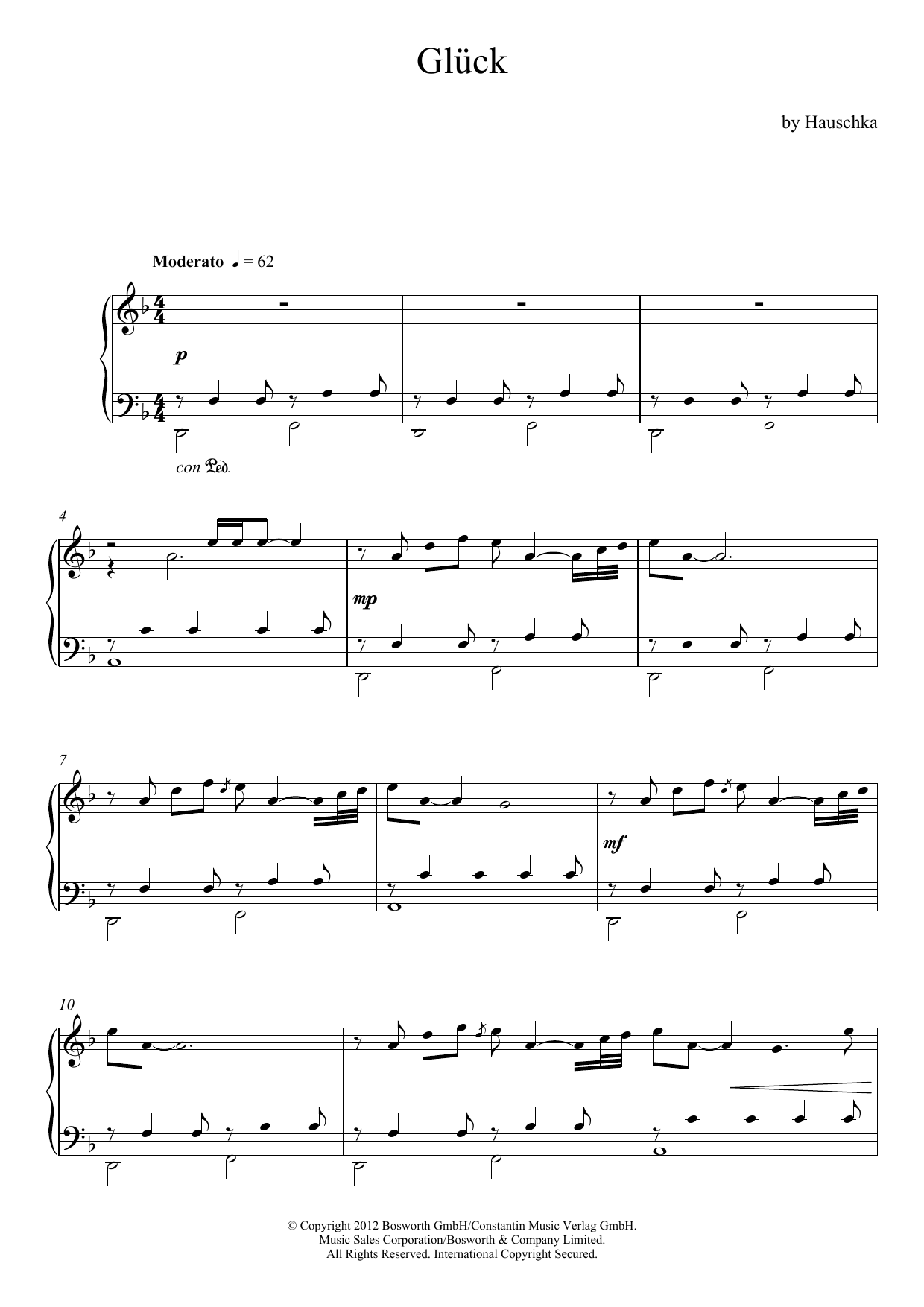 Download Hauschka Gluck (Theme) Sheet Music and learn how to play Piano Solo PDF digital score in minutes