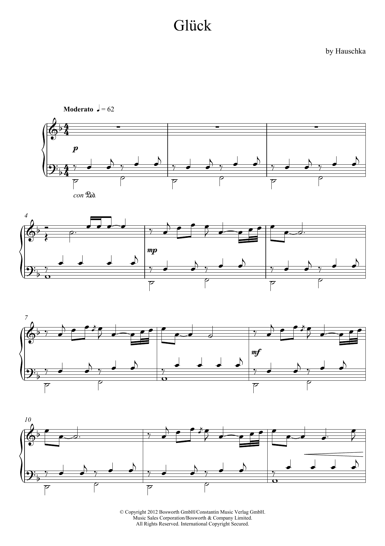 Download Hauschka Glück (Theme) Sheet Music and learn how to play Piano PDF digital score in minutes