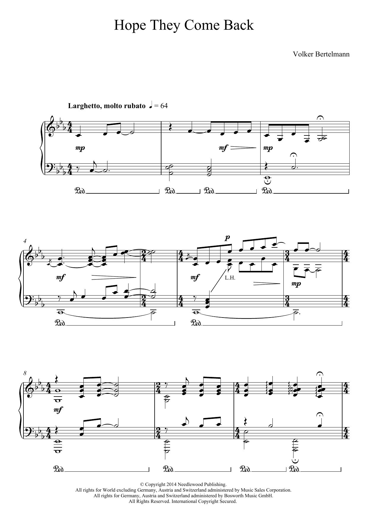 Download Hauschka Hope They Come Back Sheet Music and learn how to play Piano PDF digital score in minutes